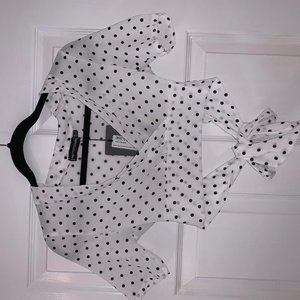 Polka Dot Crop Top with Bow at the Back